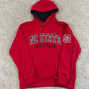 NC State Wolfpack Hoodie Colosseum Athletics Red Embroidered Mens Small EUC